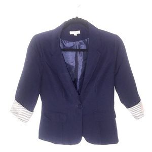 Navy Blue Blazer with a striped cuff arm